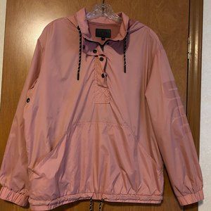 UGG Cameron Sz S Pink Anorak Jacket Logo Hooded Quarter Zip Rain